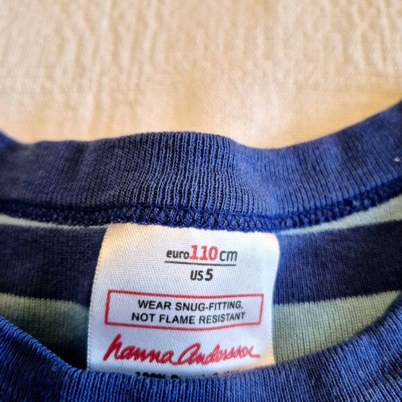 Hanna Andersson boys size 5 2 tone blue pajama set, pants need new elastic - Picture 7 of 9